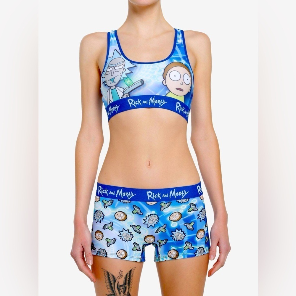 Rick And Morty Portals Bra & Boyshort Panty Set Size M